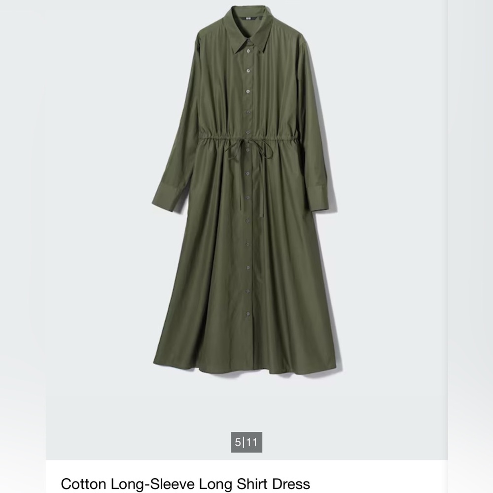 Uniqlo Long Sleeve Olive Dress